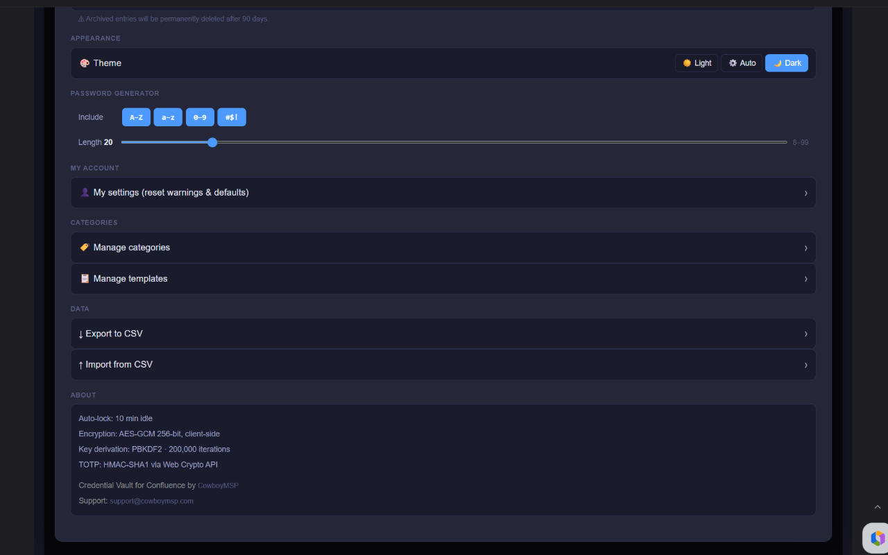 Settings Screen Bottom